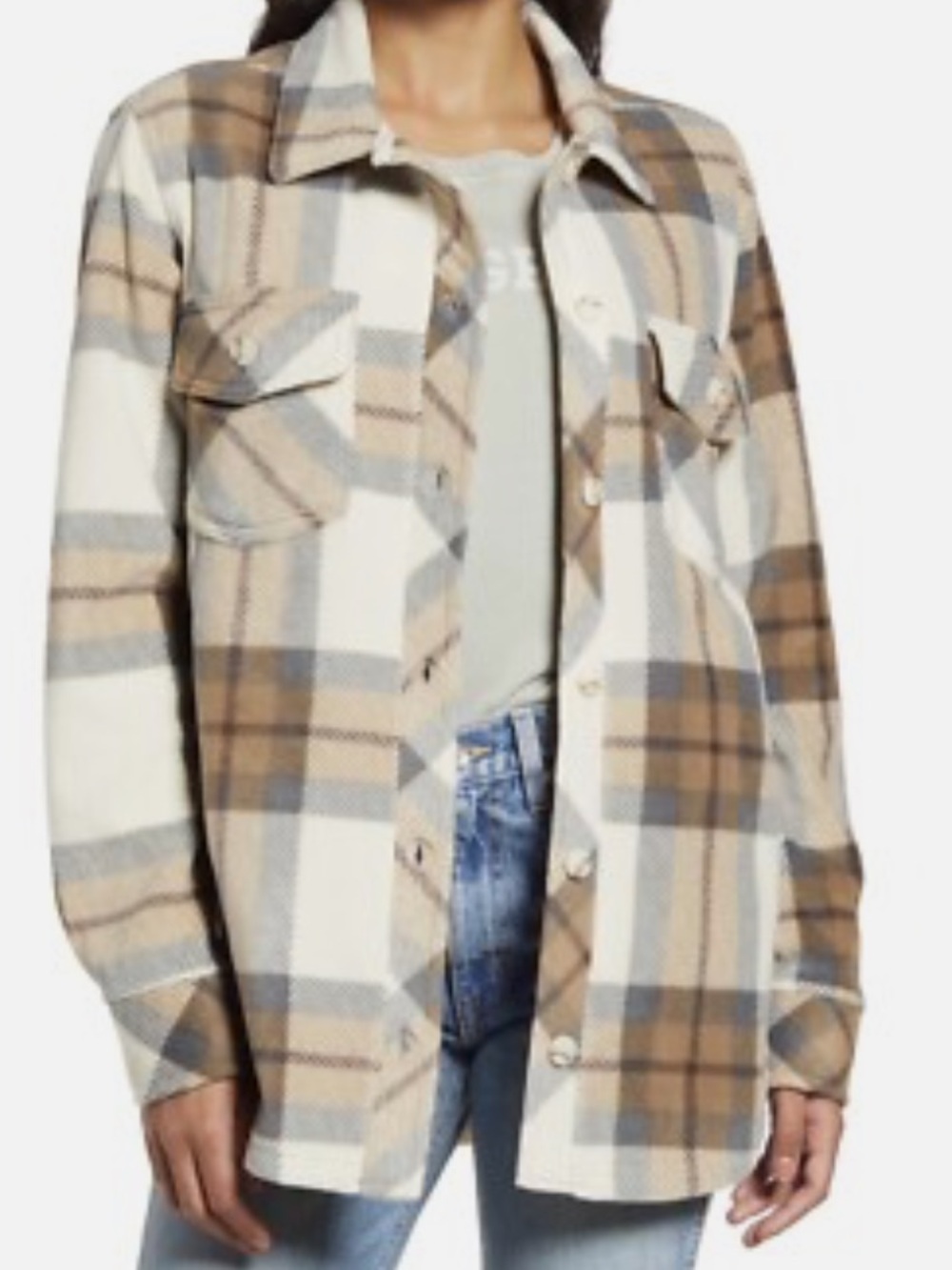 Thread & Supply - Nordstrom Fleece Plaid Shirt Jacket L